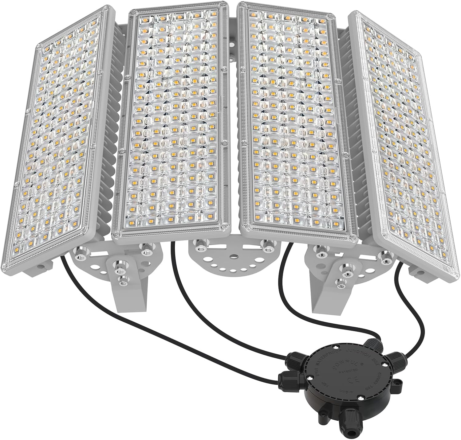 400W LED Strahler Außen, 56000LM Flutlicht Scheinwerfer, 3000K Warmweiß Superhell mit Abzweigdose für Hinterhof Parkplatz Beleuchtung, IP67 Wasserfest