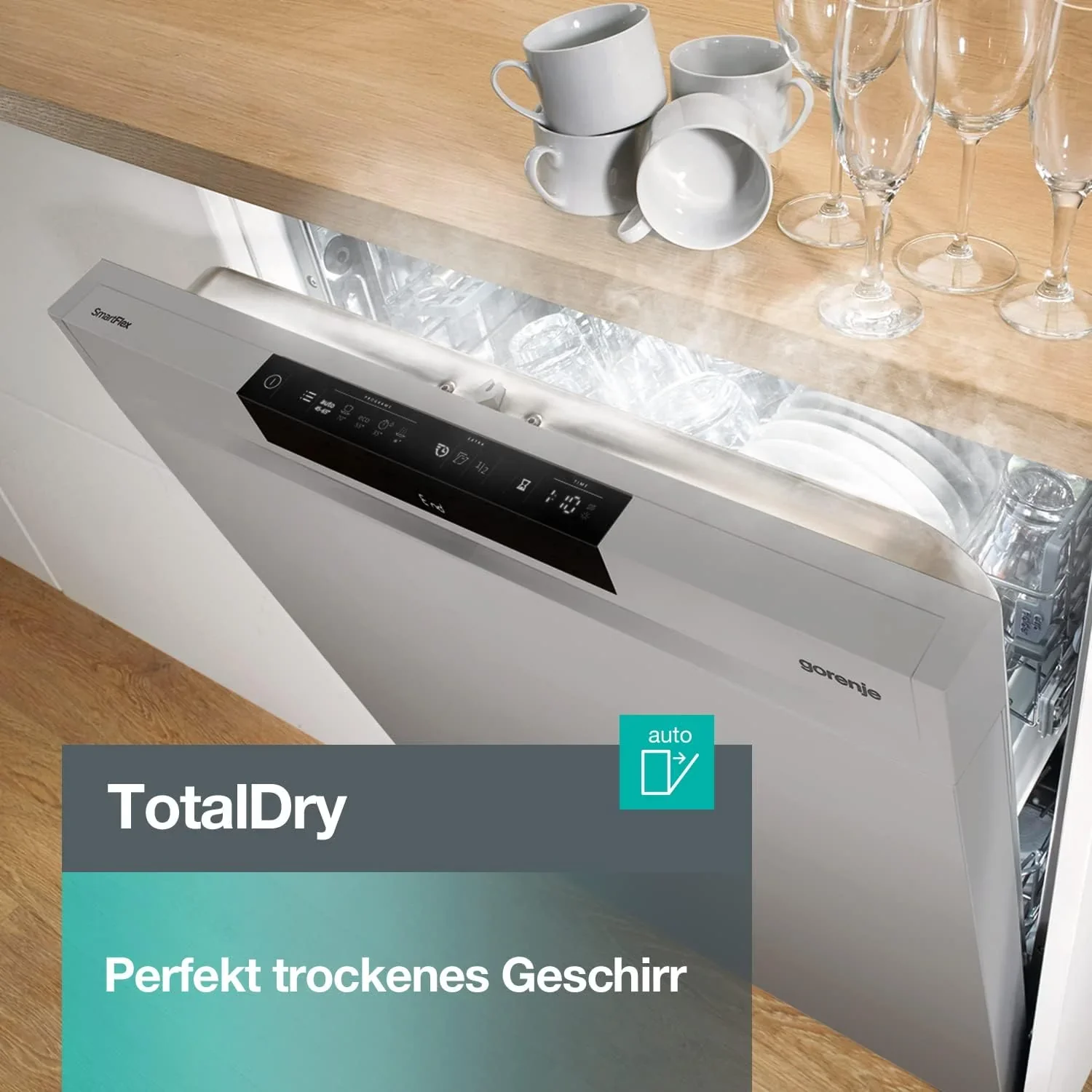 Gorenje GS 541D10 X Freistehender Geschirrsp��ler / SuperSilent / 11 Ma?gedecke / 5 Programme / Programmanzeige / TotalDry / Silber, 45 cm breit