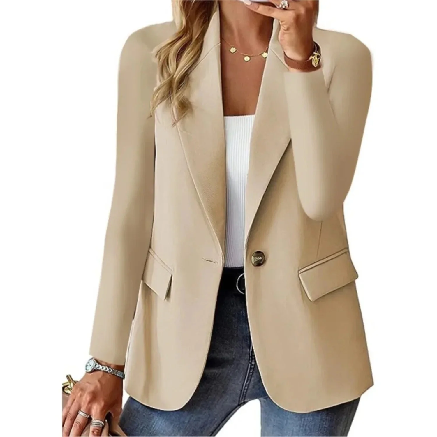Damen Blazer Tailliert | Bequemer Stretch Blazer f��r Business und Freizeit | Modernes Sakko Figurbetont & Vielseitig