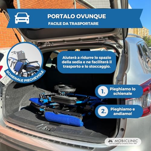 Mobiclinic, Sedia a rotelle da transito, Pirámide, Carrozzina pieghevole, Alluminio, Freno sulle maniglie, Per anziani, Poggiapiedi, Braccioli, Marchio ce, Leggera, Seduta 46 cm, Blu : Amazon.it: Salute e cura della persona