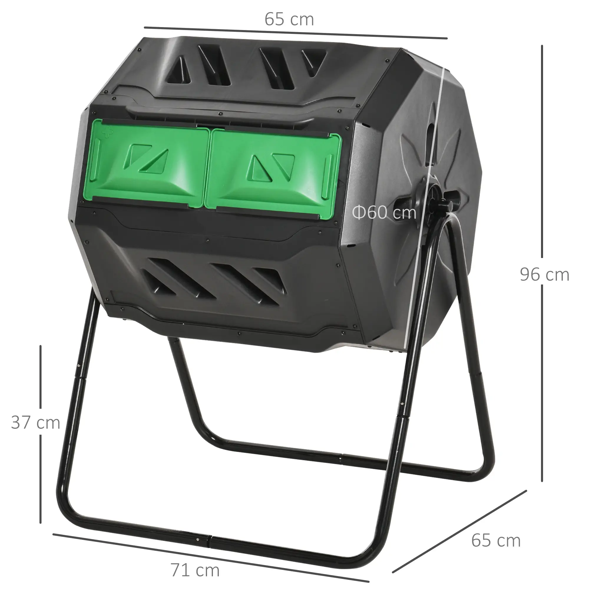 Outsunny Trommelcomposter met 2 kamers 360�� draaibaar