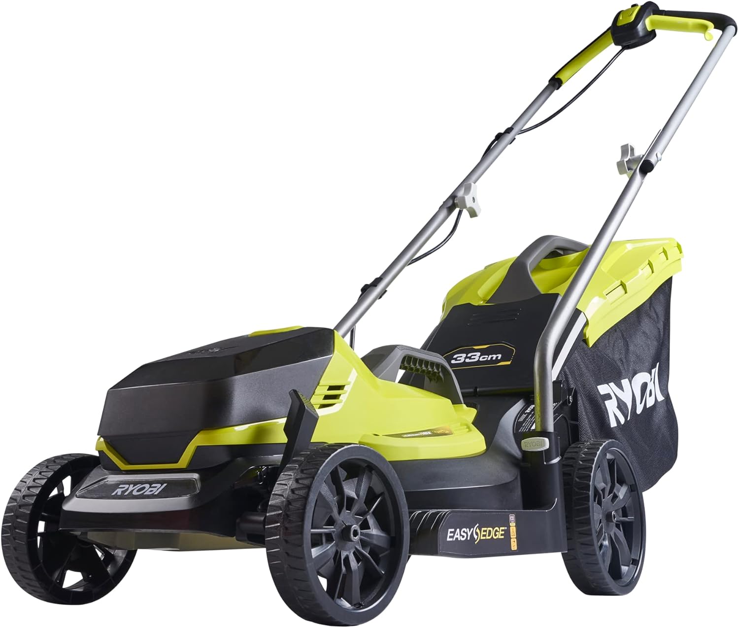 RYOBI 18 V ONE+ Akku-Rasenmäher RLM18X33B40 – 33 cm Schnittbreite, inkl. 4,0 Ah Akku & Ladegerät, kompakt & leicht für kleine Rasenflächen