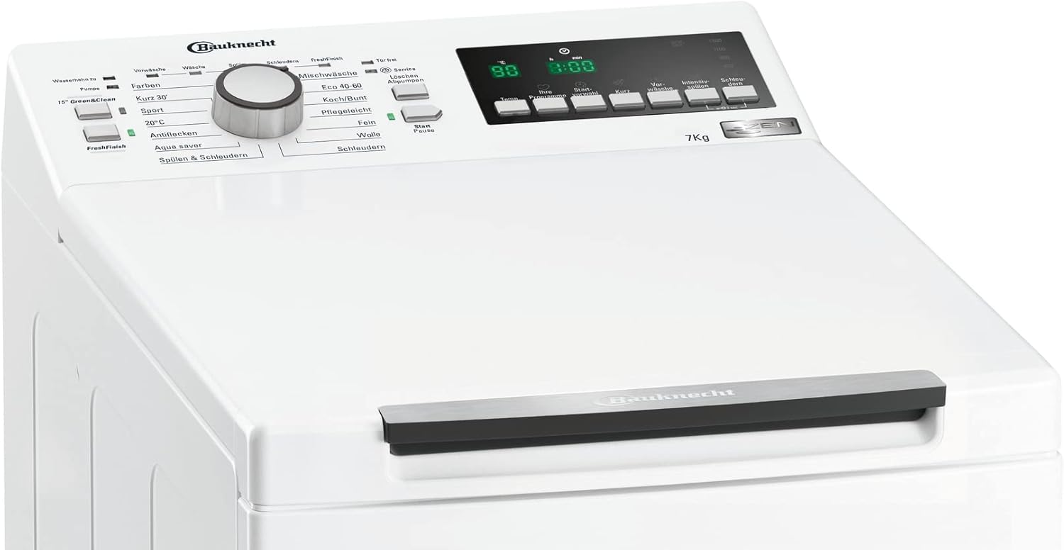 Bauknecht WMT Pro Eco 6ZB Toplader-Waschmaschine / 6 kg / 1200 UpM/Antiflecken-Programm/FreshFinish/ZEN Technology/Startzeitvorwahl/SoftOpening/Kurz 30'/ 15° Green& Clean