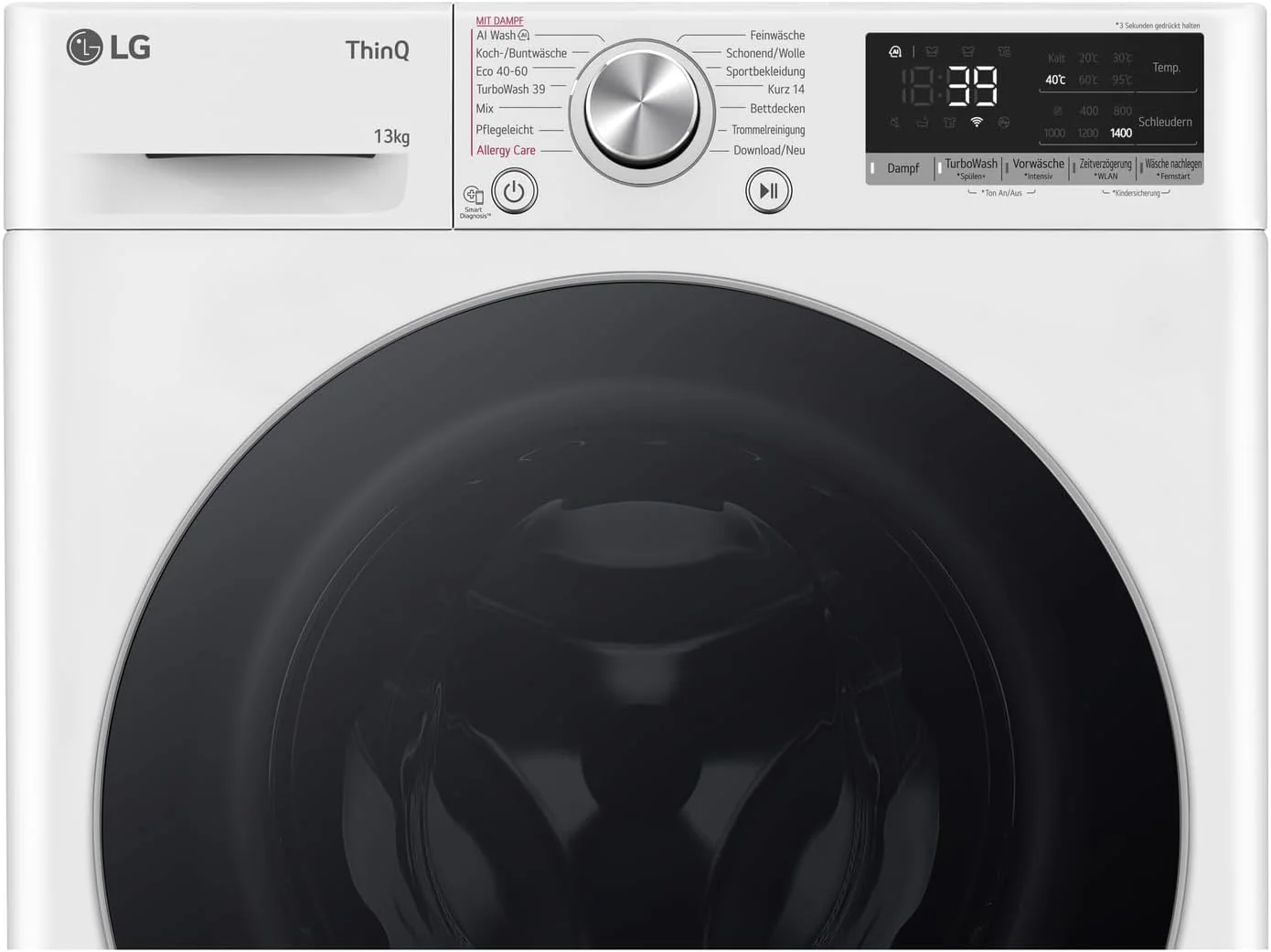 LG F4WV7080, Klasse A, Voorlader Wasmachine 8 kg, 1400 tpm, AI Direct Drive, Wi-Fi, Dieptereiniging met Stoom, Grote Capaciteit, TRIPLE A, Veiligheidsglas Buitendeur, 62 x 60 x 85 cm ? Wit