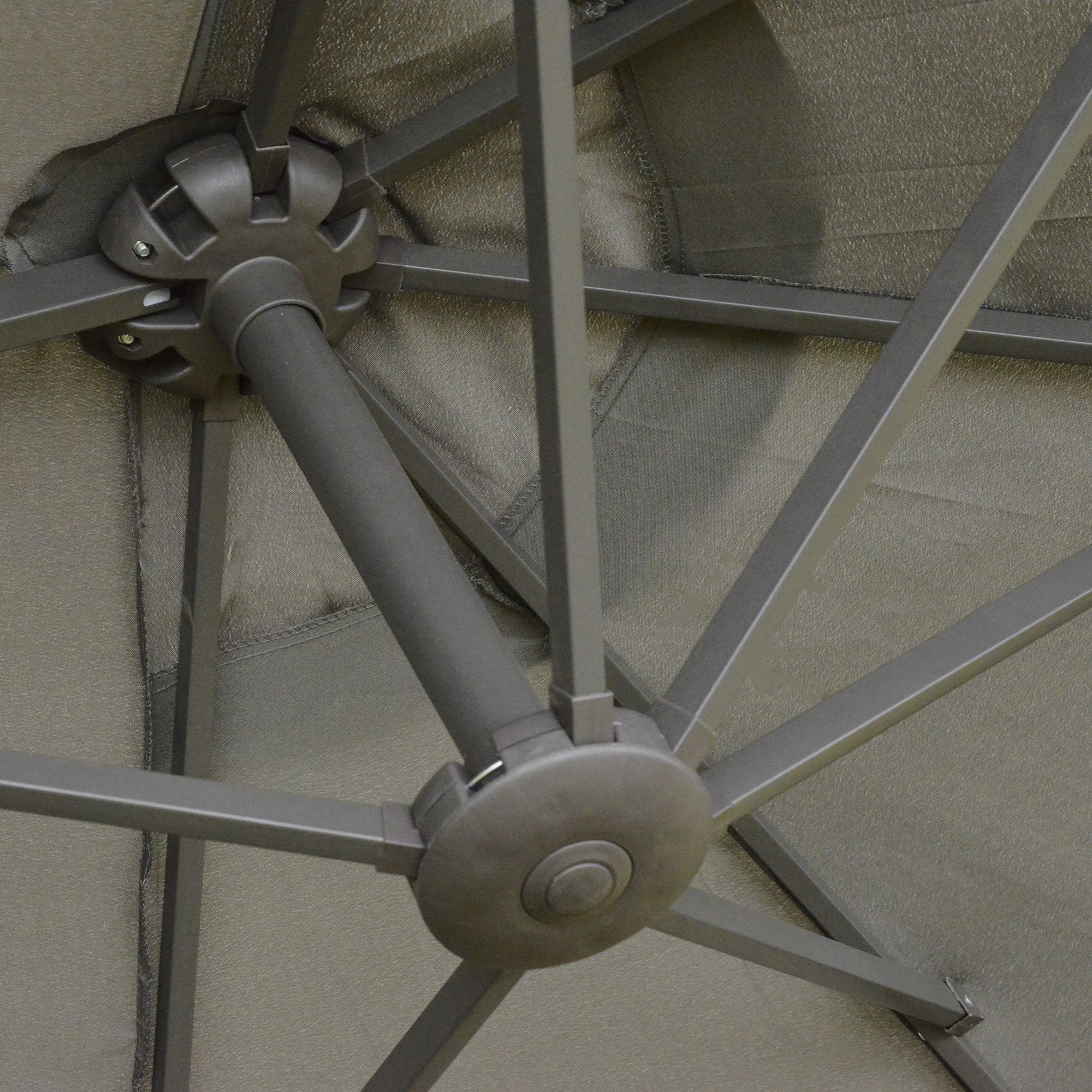 Parasol met parasolstandaard en dubbele parasol 460 x 270 cm donkergrijs