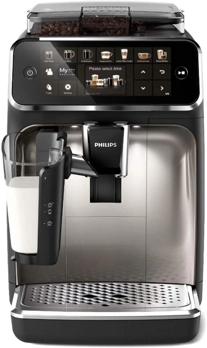 Philips Serie 5400 Kaffeevollautomat – LatteGo Milchsystem, 12 Kaffeespezialitten, Intuitives Display, 4 Benutzerprofile, Chrom (EP5447/90)