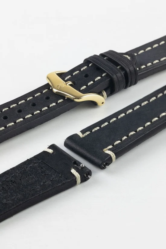 Hirsch LIBERTY Leather Watch Strap in BLACK