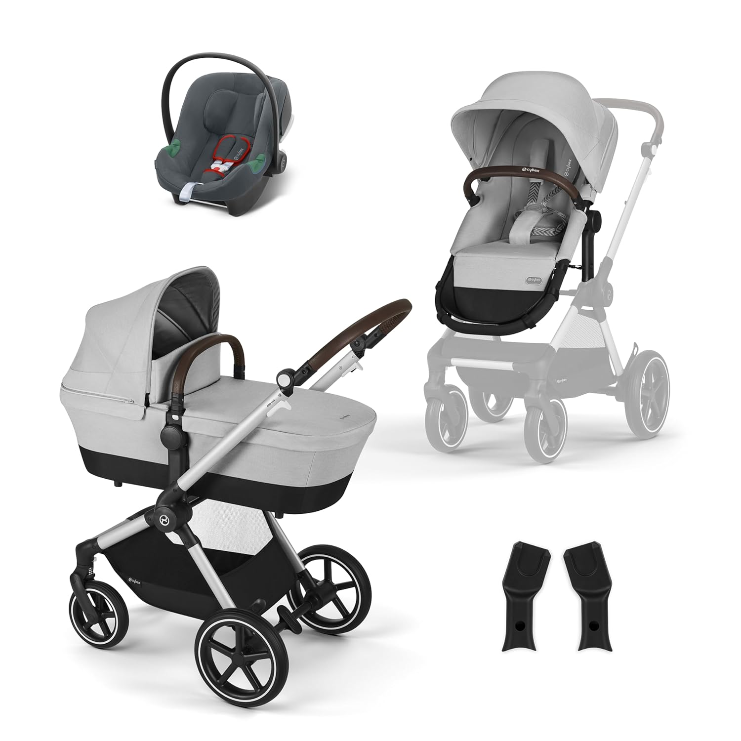 CYBEX Gold Kinderwagen EOS Lux 2-in-1, Reisesystem, Ab Geburt bis 22 kg (ca. 4 Jahre), Moon Black