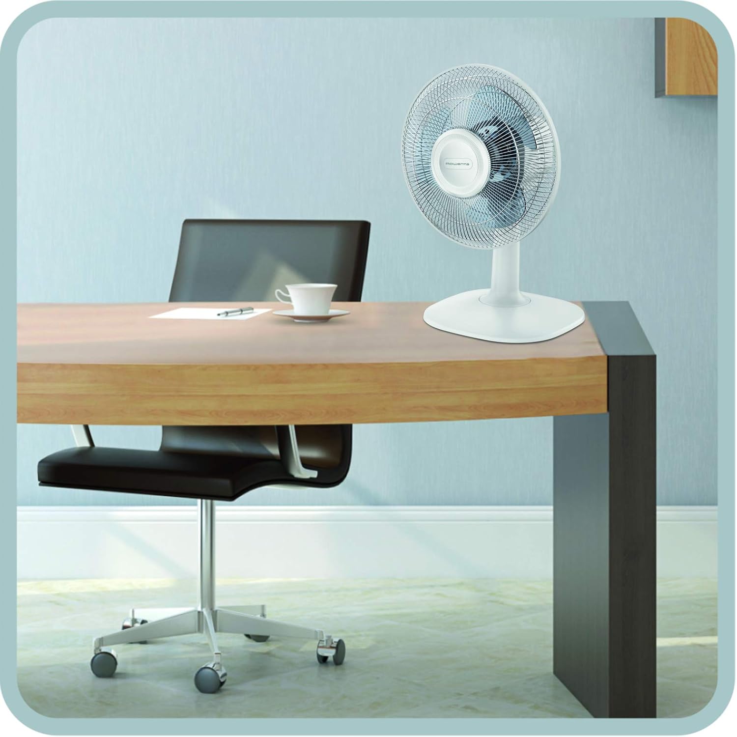 Rowenta Essential + Ventilateur de table, Haute performance, Silencieux, 2 vitesses, Compact, Oscillation et orientation réglables VU2310F0
