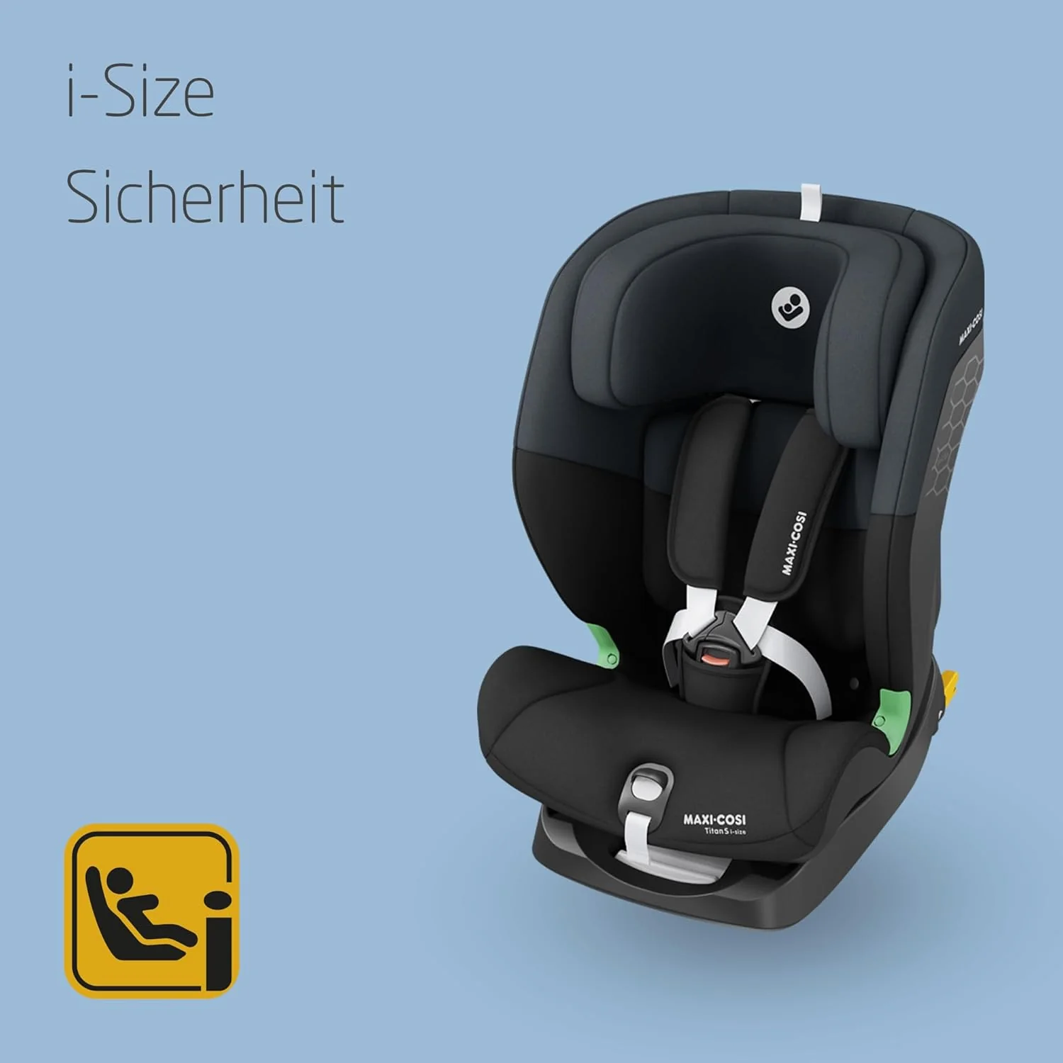 Maxi-Cosi Titan S i-Size, meegroeiend kinderzitje, 15 maanden�C12 jaar (76�C150 cm), ISOFIX autostoeltje, 5 zitposities, 13 hoofdsteunstanden, G-CELL-bescherming, 5-punts veiligheidsgordel, Tonal Black