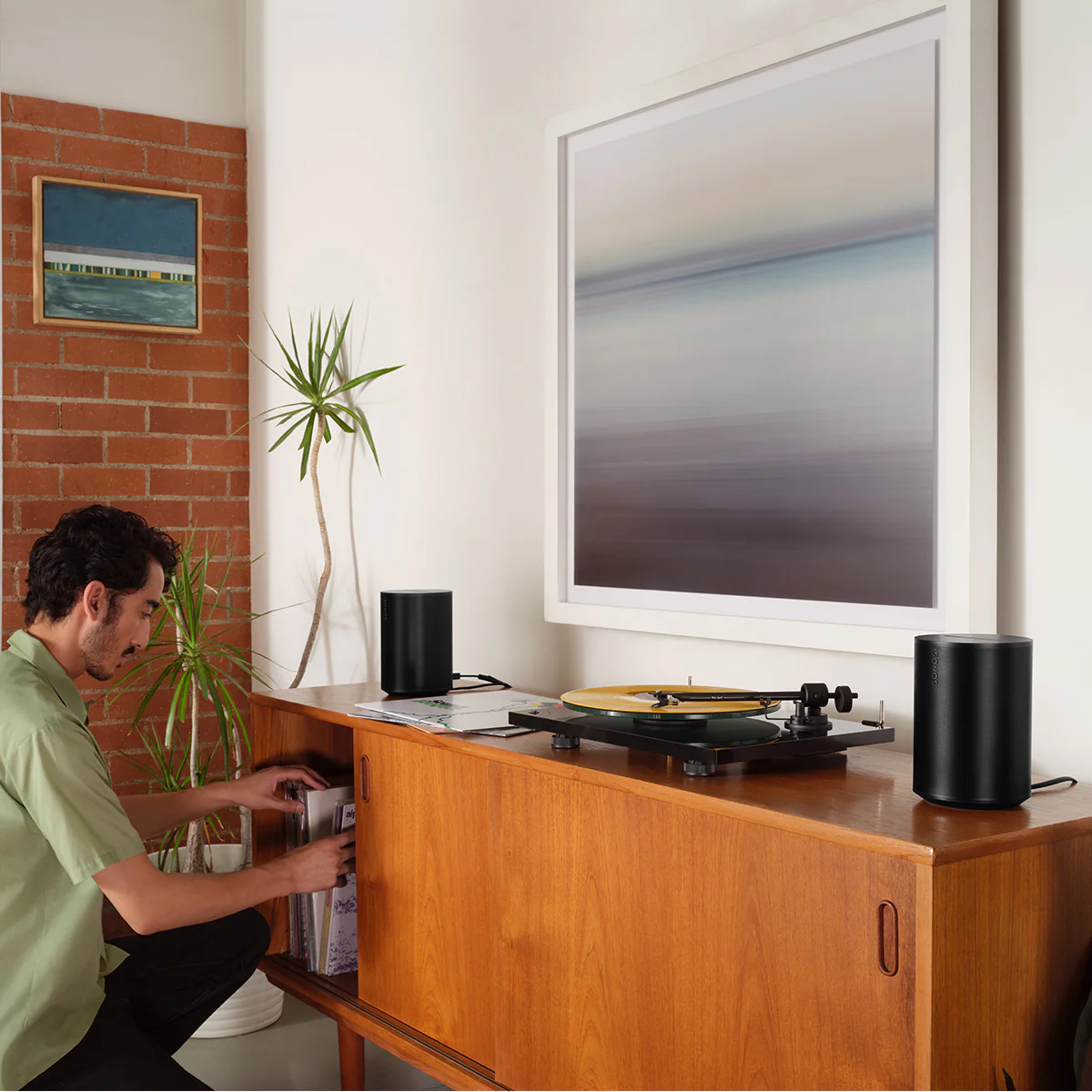 2025 Sonos Era 100 Draadloze Slimme Luidsprekers met Stembediening, Bluetooth, Trueplay Akoestische Afstemming en Ingebouwde Alexa - Paar (Zwart)
