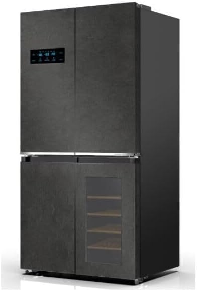 PKM Wolkenstein WCD 595 EWTS NF Cross Door Kühl-Gefrierkombination | 606 L | Mit Weinkühlschrank | Granitoptik | NoFrost | Display mit Touch Control | Triple Fresh mit Moist & Dry Zone