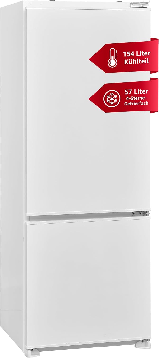 TELEFUNKEN Einbau-Kühl-Gefrierkombination | Einbaukühlschrank mit Gefrierfach (4-Sterne) | 144cm Nische | 211 Liter Gesamt-Nutzinhalt | Schlepptür | Less Frost | Temperaturregelung | C-EKG-144-ST-E