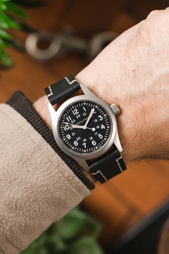 Hirsch LIBERTY Leather Watch Strap in BLACK