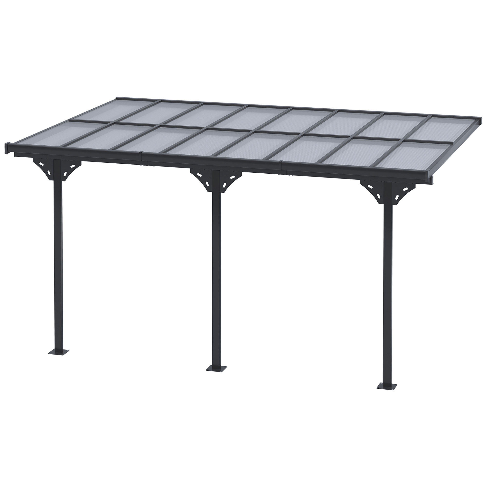 Outsunny terrasoverkapping in hoogte verstelbaar aluminium grijs 4 x 3 m