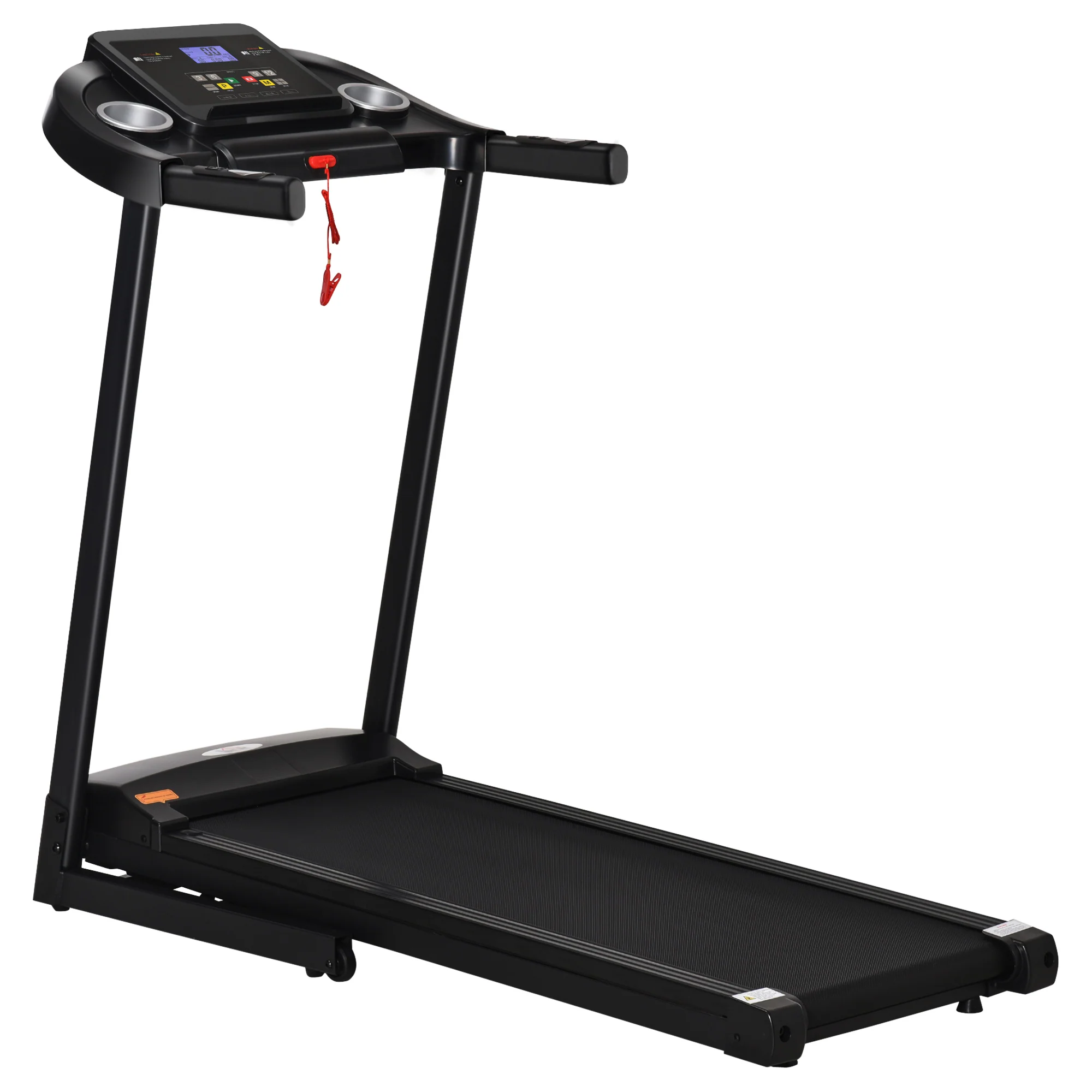 HOMCOM elektrische loopband opvouwbaar met 12 vooraf ingestelde programma's met LED-display bekerhouder en gsm-houder zeer geschikt voor home gym indoor fitness zwart 134 x 60 x 118 cm