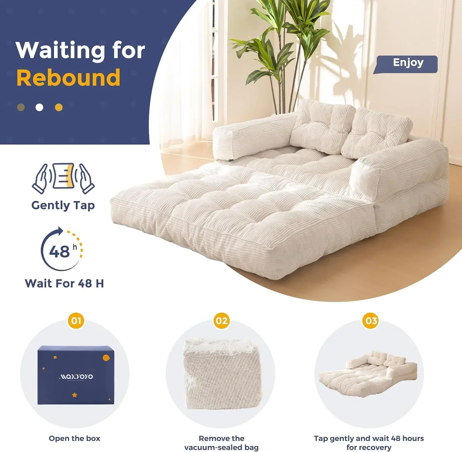 Folding Sofa Bed L-Shaped Convertible Sofa Bed with Armrests and Pillows