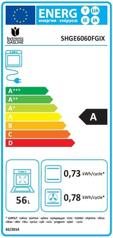 Gasline SHGE6060INX Standherd 60 cm Edelstahl mit Elektrobackofen, 4-flammigem Gaskochfeld, Grill und Drehspieß, elektrischer Zündung, Thermosicherung, für Erdgas und Flüssiggas geeignet