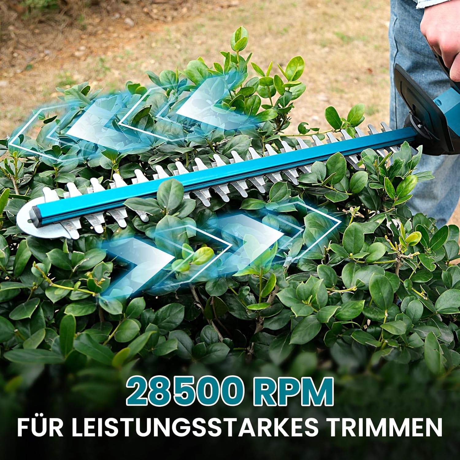 Akku Heckenschere 21V mit 8000mAh Akku, 600W Bürstenlosem Motor, Heckenschere Elektrisch mit 52 cm Schnittlänge, Schnittdurchmesser 15 mm – TrimCut PRO