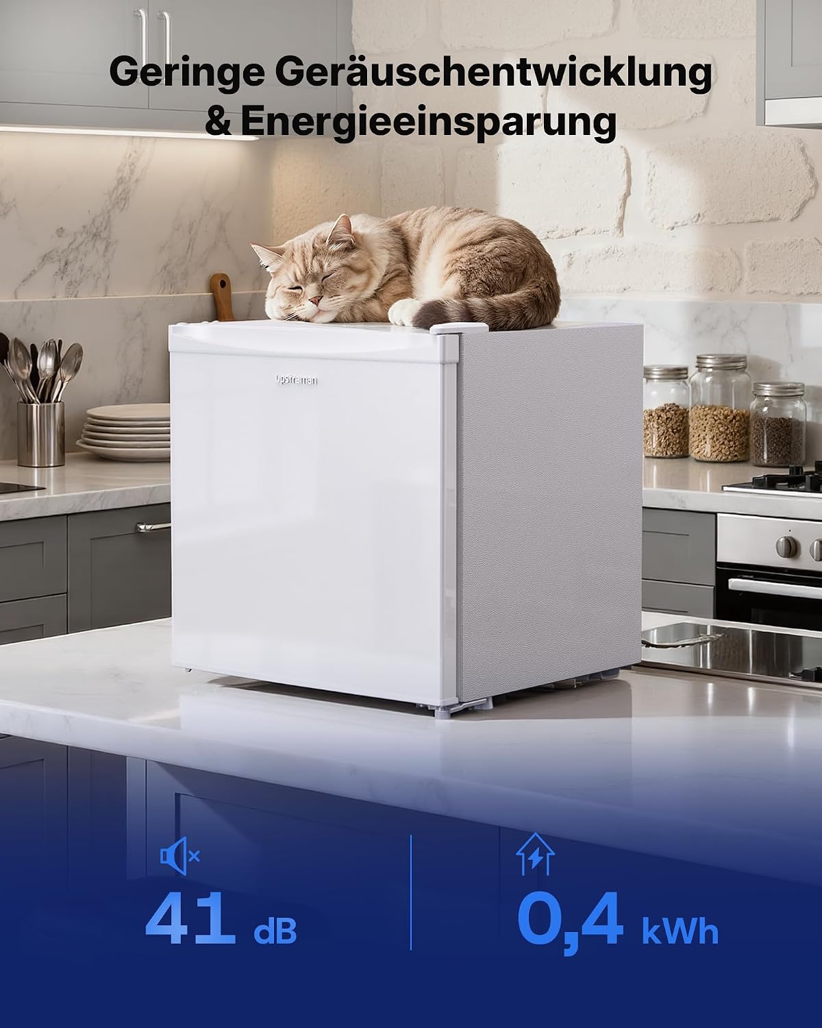 Upstreman 35L Gefrierschrank Klein, -21℃ 4 Sterne Mini Gefrierschrank,Umkehrbare Türen,Leise, Energiesparend,Reversibles Türscharnier,Tiefkühlschrank Klein,Büro, Hotel, Weiß, UF35