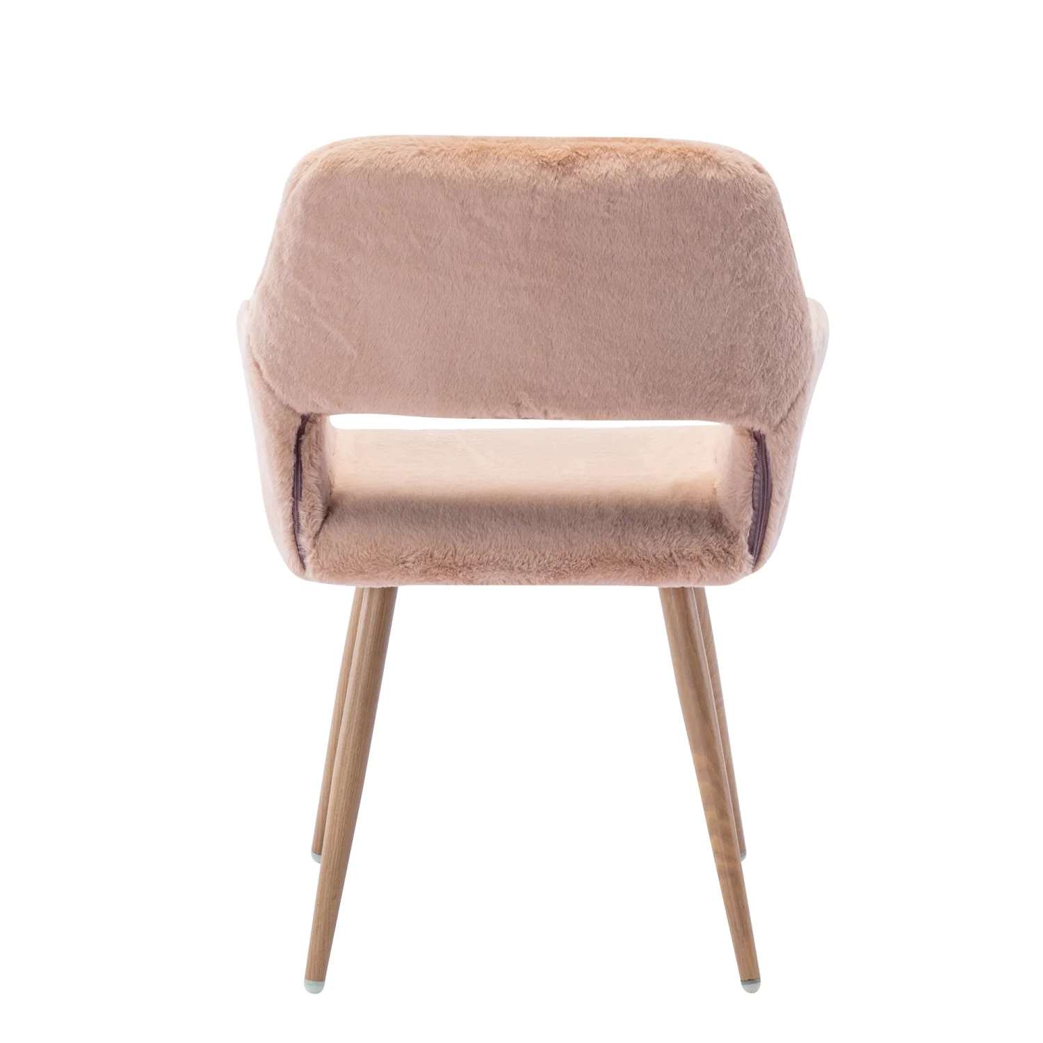 Elegante en luxueuze HengMing eetkamerstoelen met imitatiebont �C Mid-Century-stijl met stevige, gepoedercoate stalen poten