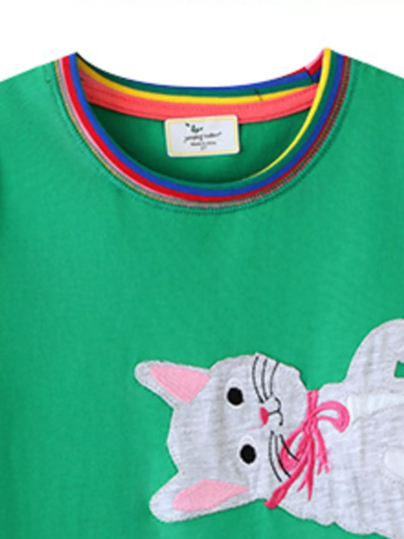 Children's Cute Cartoon Cat Round Neck Dress