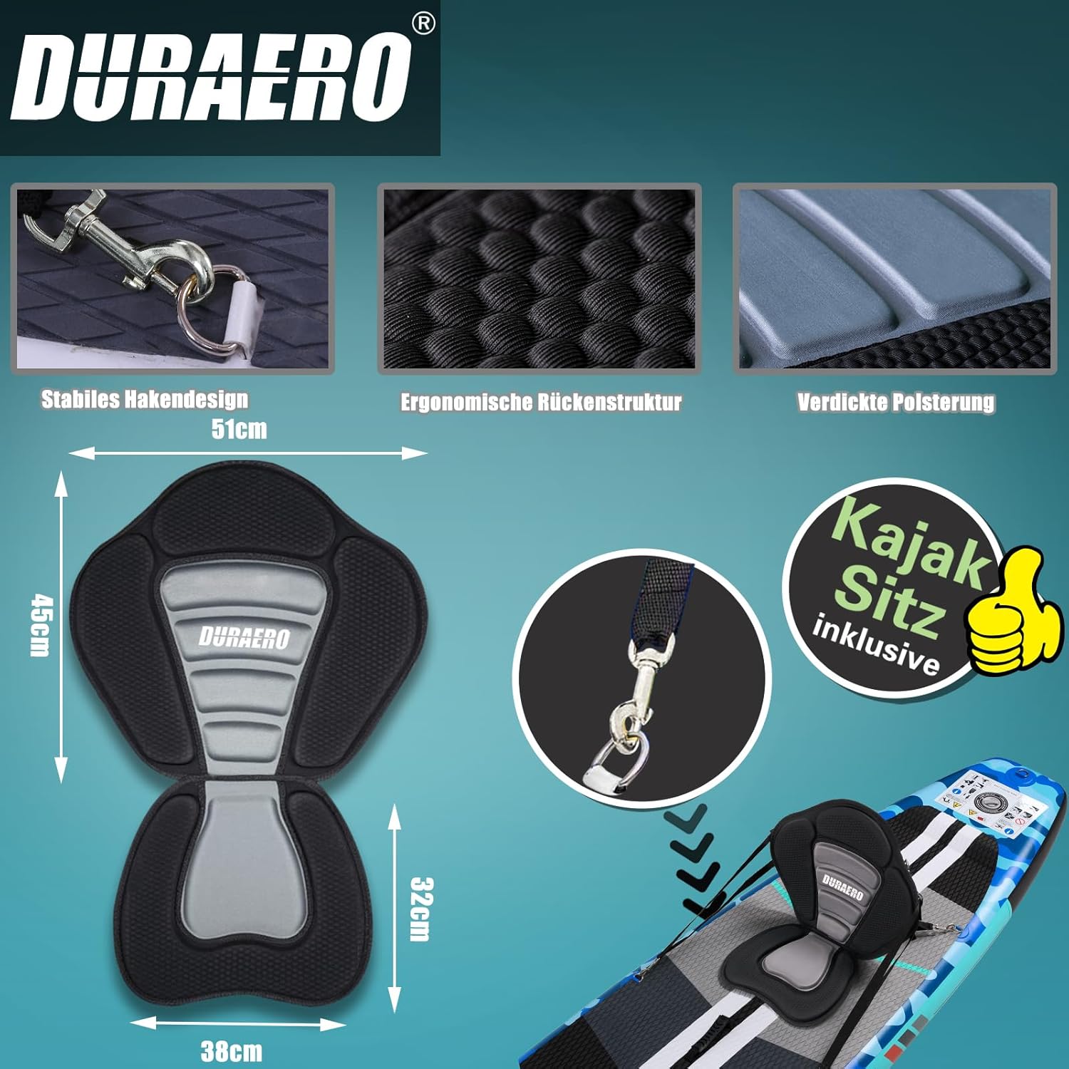 Inflatable Paddle Board with Kayak Seat, 330 x 76 x 15 cm, up to 150 kg, Integrated Pad, Detachable Fin, Double Adjustable Paddle, Repair Kit, Blue Camouflage