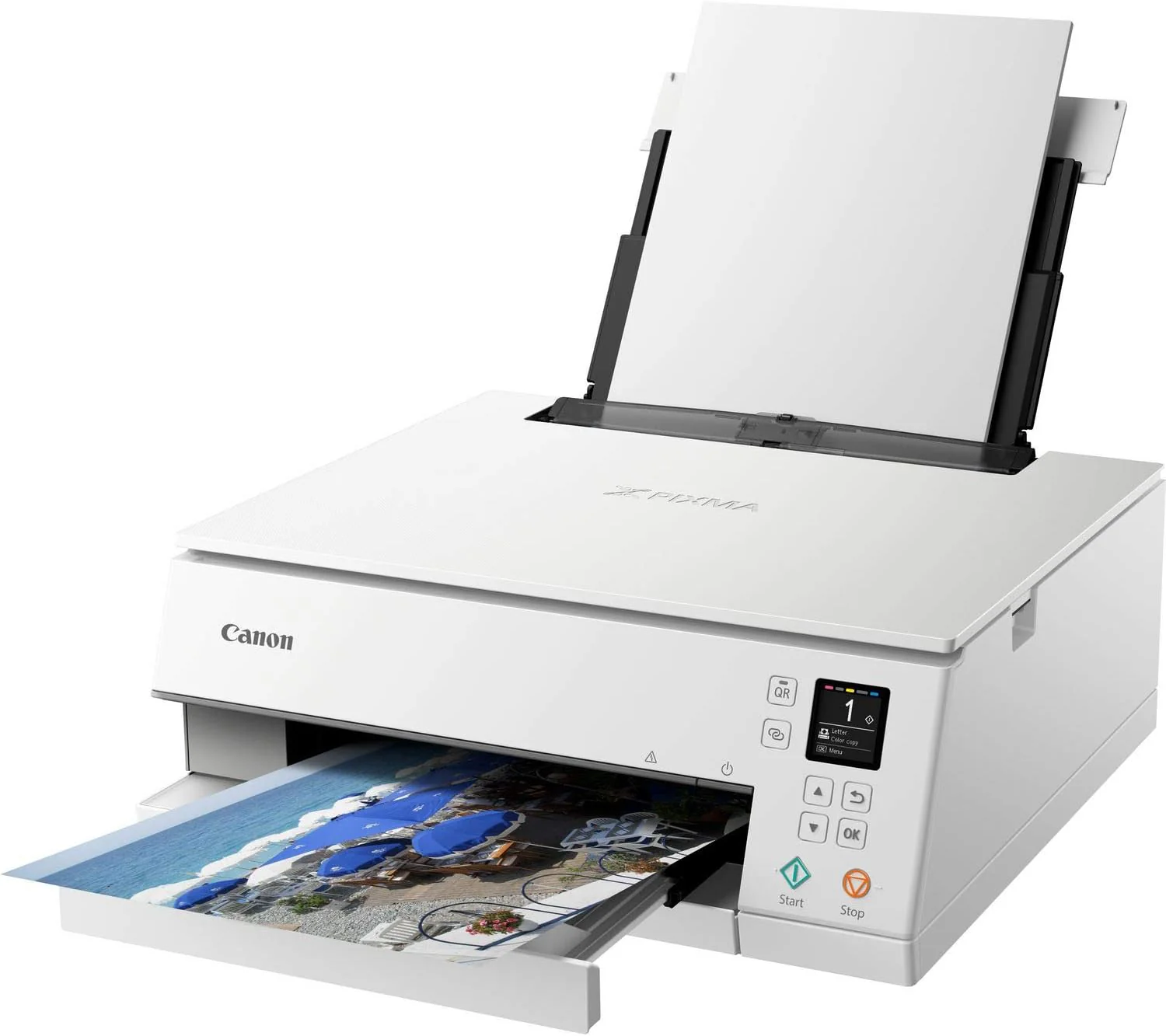 Canon PIXMA TS6350a printer, kleureninkjet multifunctioneel apparaat DIN A4 (fotoprinter, scanner, kopieerapparaat, OLED, 4.800x1.200 dpi, USB, WLAN, 5 afzonderlijke inkten, dubbelzijdig afdrukken, 2 papierladen), zwart