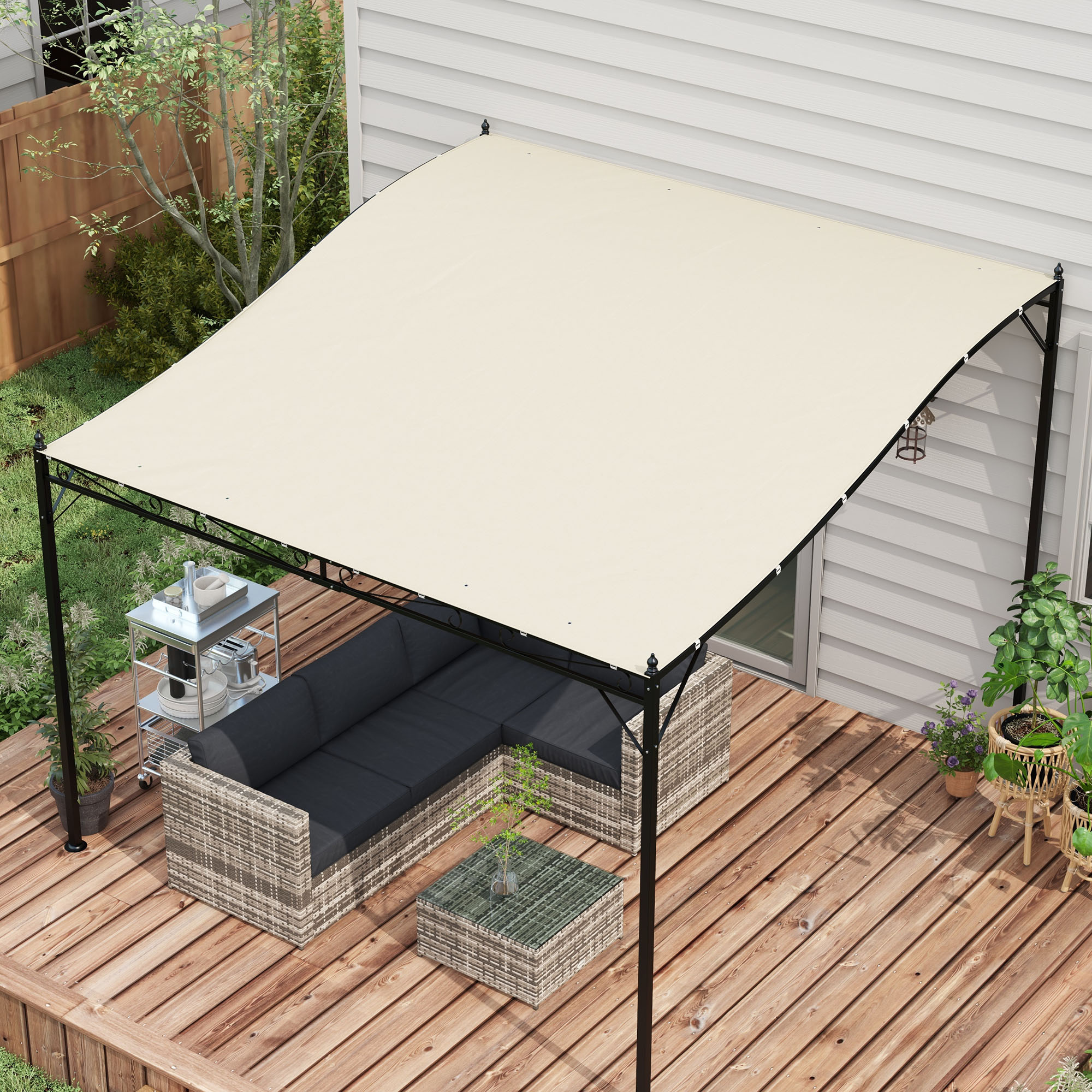 Outsunny Markies Vervangend Dak Vervangend dak voor zonnescherm, weerbestendig, 297 cm x 243 cm, Beige