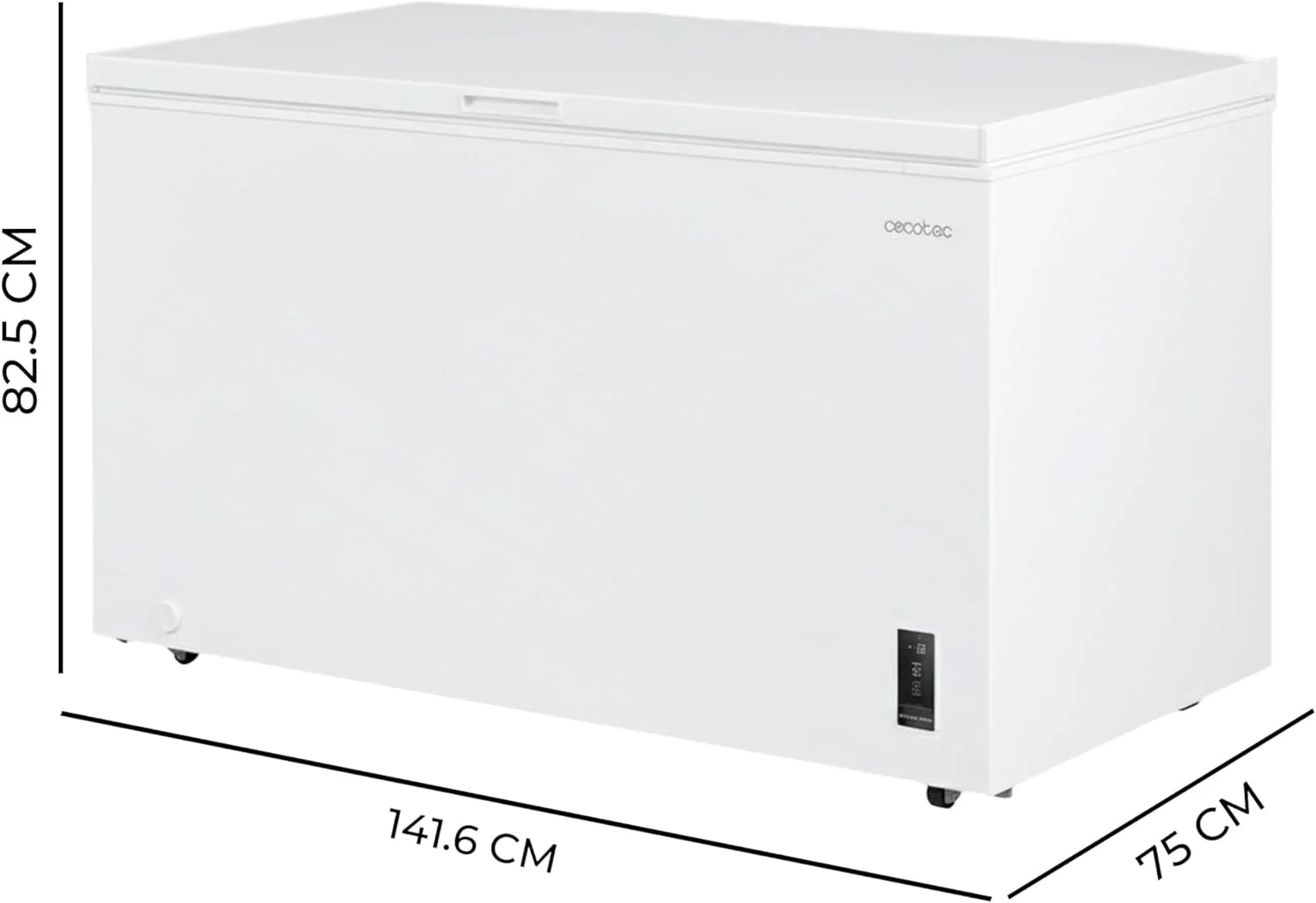 Cecotec Congelador Horizontal 418L Bolero CoolMarket Chest 418P White D. Cesta con Asas, Control Electrónico LED, Ruedas, Bajo Consumo, UltraContact D-Cool, Dual Function, Puerta ZeroG, Fast Freezing
