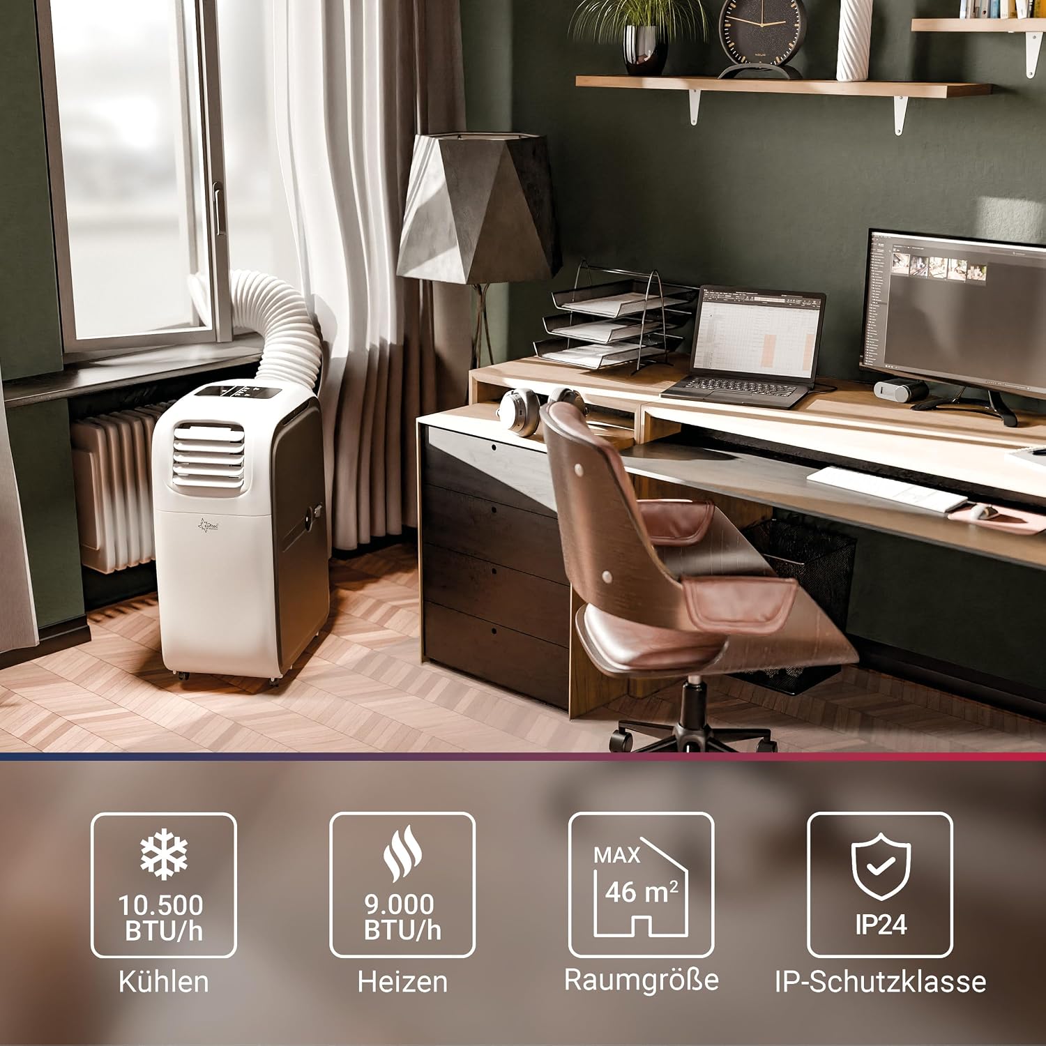 SUNTEC Mobiles lokales Klimagerät Transform 10.500 Eco R290 | Klimaanlage für Räume bis 46 qm | Abluftschlauch | Kühler und Entfeuchter mit ökologischem Kühlmittel | 10.500 BTU/h | Für Wohnung & Büro