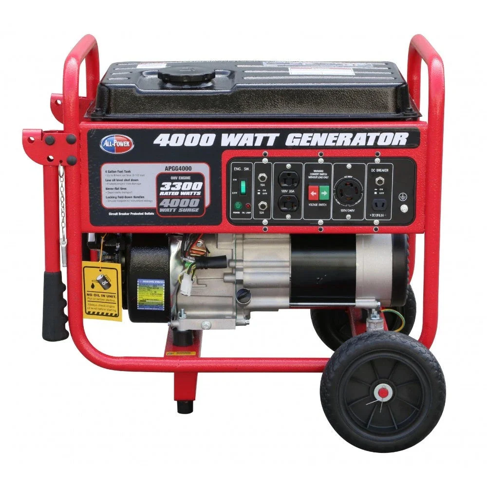 4000 Watt Generator APGG4000. 4000W Portable Generator for Home Use Power Backup. RV Standby. Hurricane Damage Restoration Power Backup.