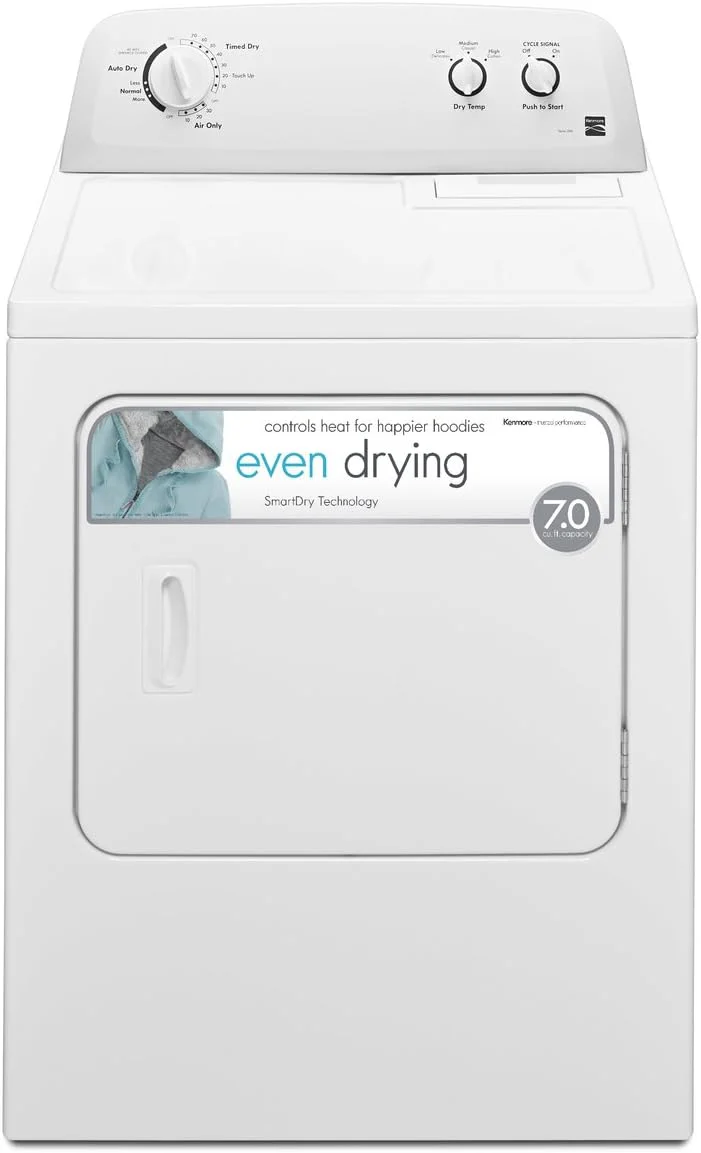 29′′ Front Load Electric Dryer with Wrinkle Guard and 7.0 Cubic Ft. Total Capacity, White