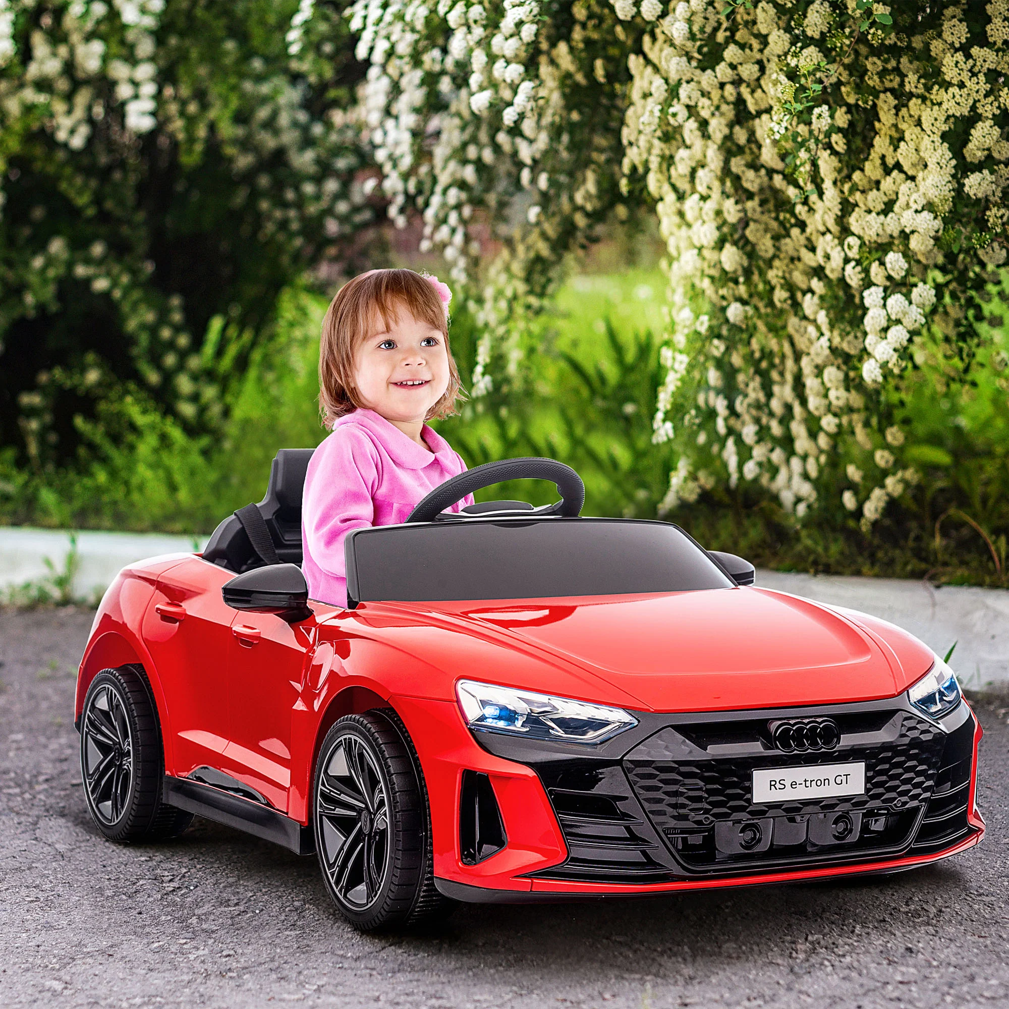 HOMCOM Kinder Elektroauto mit Fernbedienung & Musikfunktion Rot