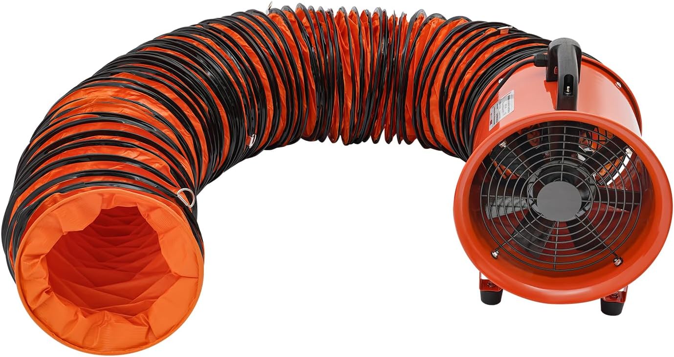 Industrieventilator Axialgebläse Ventilator Baugebläse Baustellengebläse 68 dB Geräuschpegel Industrielüfter Bauventilator mit 10M Schlauch