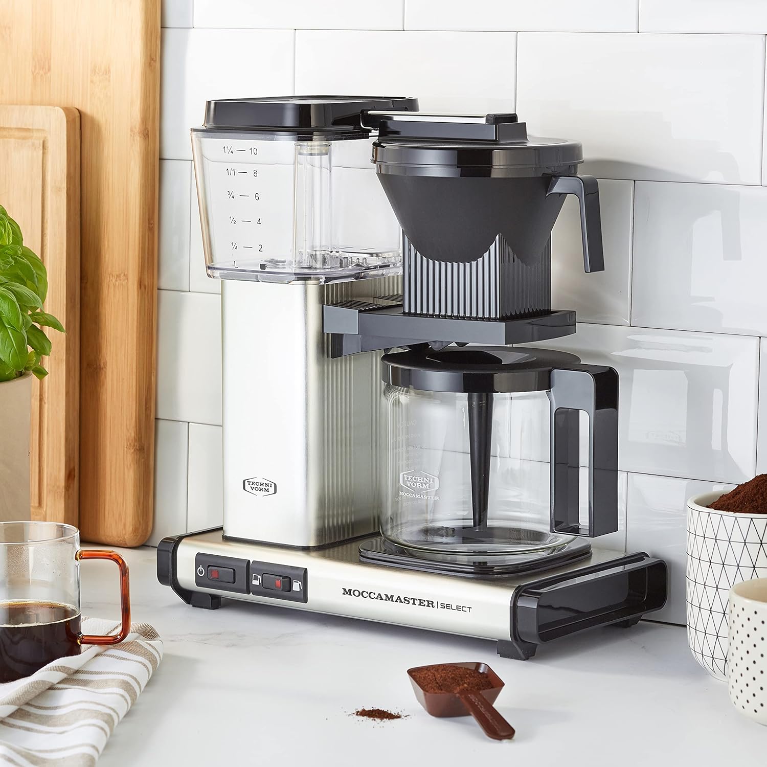 Moccamaster KBG Select, Kaffeemaschine, Retro Kaffeemaschine, Filterkaffee, Off-White, 1.25L