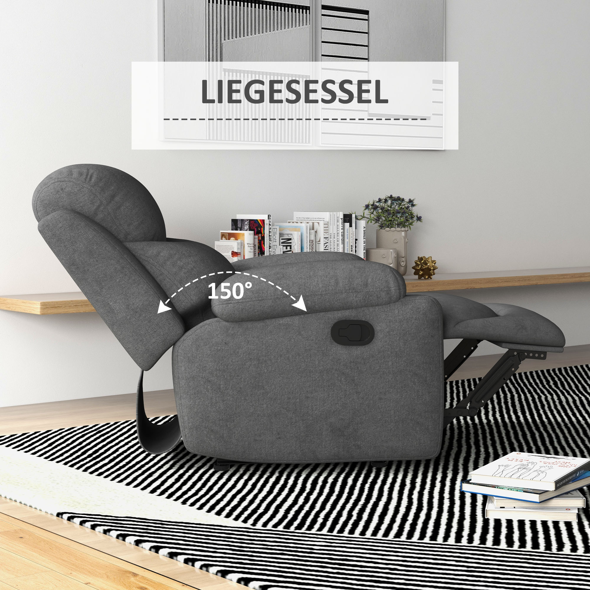 Relaxstoel, TV-stoel met ligfunctie en stoffen bekleding