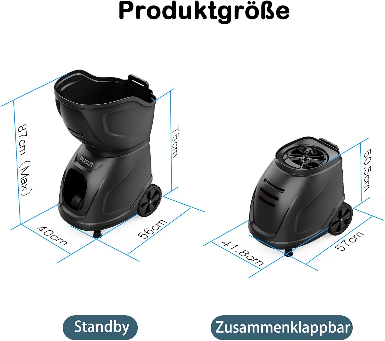 PT-9001Pro Tennisballmaschine - Profi Ballwerfer mit APP-Steuerung (App für Watch), 35 Landepunkte & Variable Geschwindigkeit, mobiler Ballwerfer (7-10 Std. Akkulaufzeit)