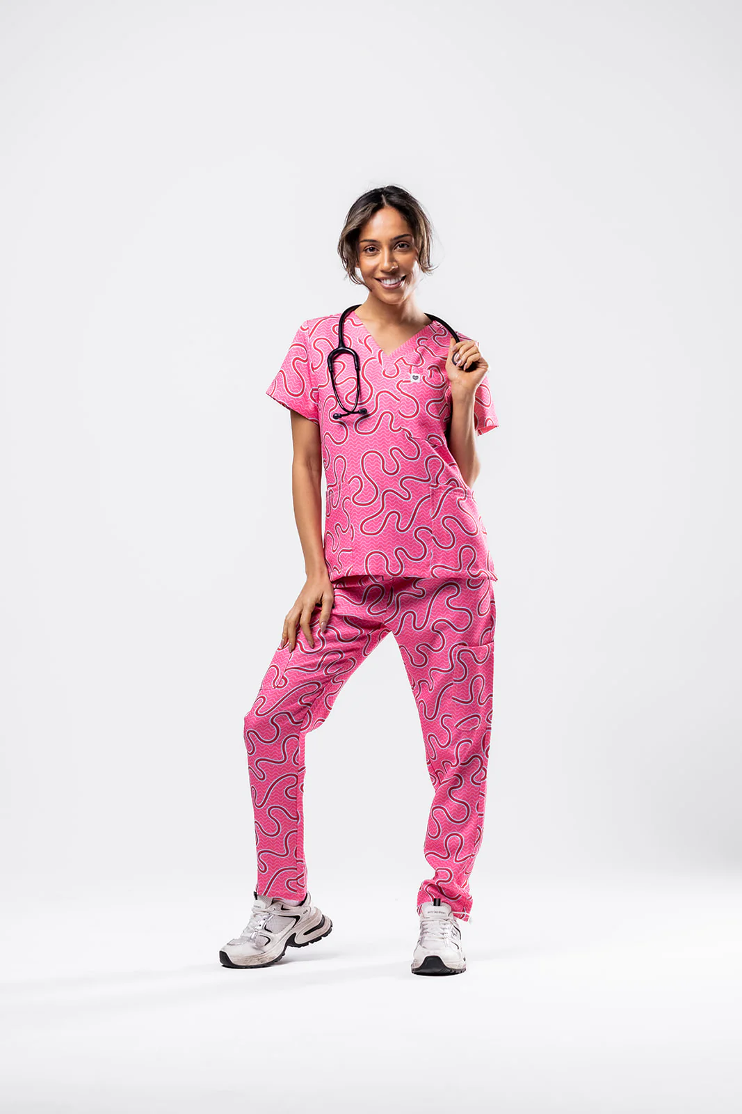 Pink Ripple Scrub Set