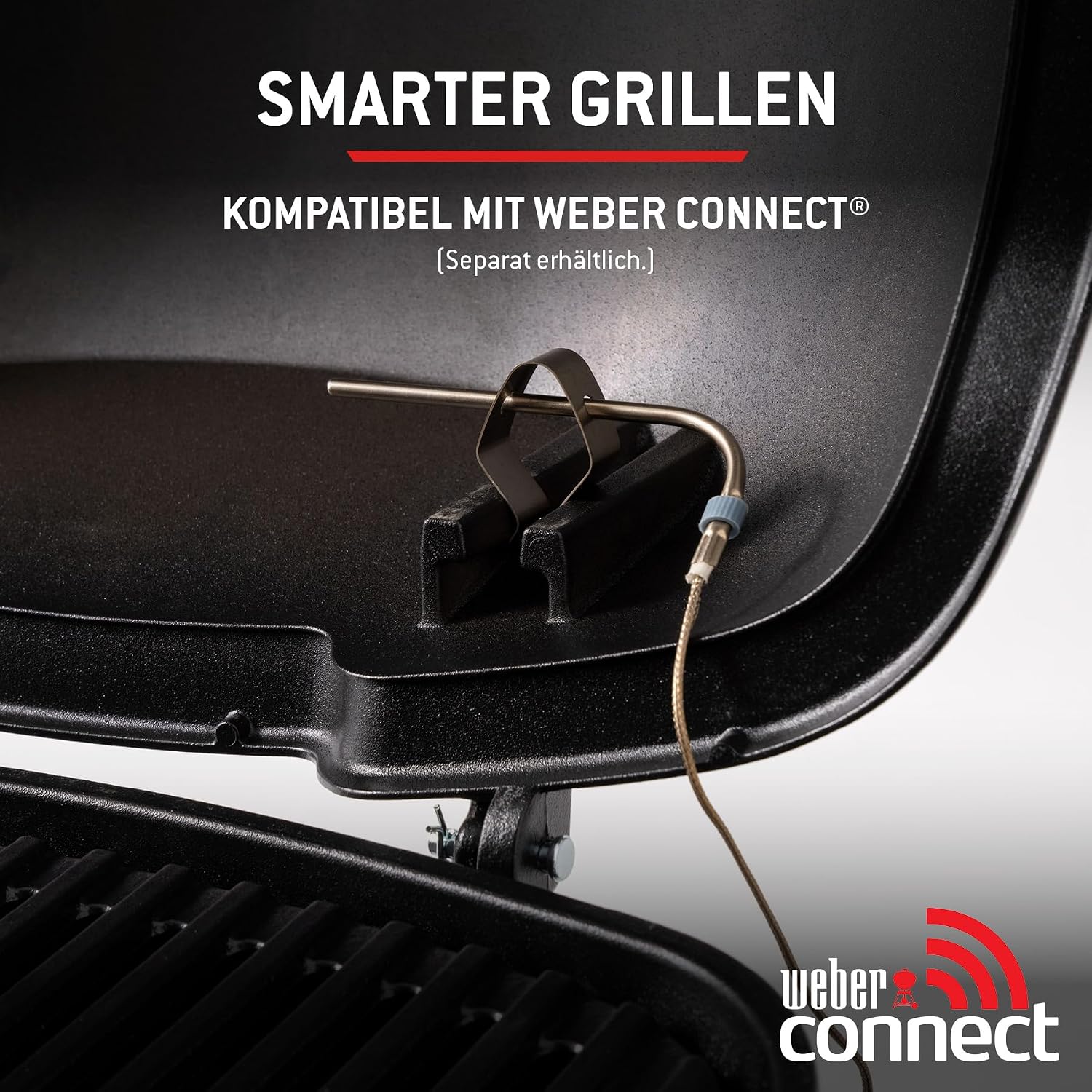 Weber Q 1100N Gasgrill/Tragbarer, leichter Grill für Camping, Terrassen und Balkone mit Hochleistungsbrenner, porzellanemaillierten Gussrosten und elektronischer Zündung, Mitternachtsschwarz