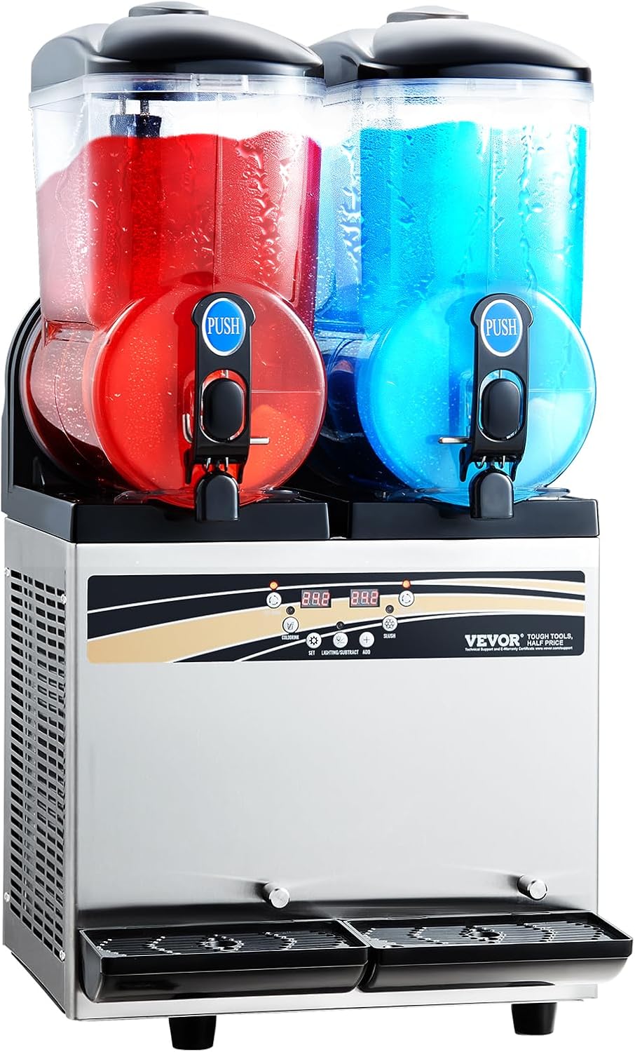 VEVOR Slushy Machine 15Lx2 Double Tank Commercial Margarita Machine 120 Cups Stainless Steel