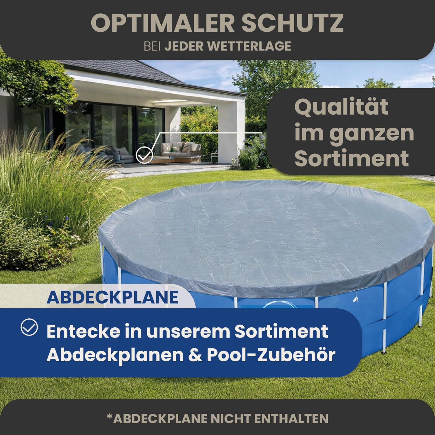 HAF - Swing Frame Pool rund Grau Fischgräte (Ø 366 cm, 91 cm tief) - Gartenpool mit 8.300 Liter - Robust, UV-geschützt & korrosionsbeständig - Stabiler Metallrahmen - Schnellaufbau ohne Werkzeug