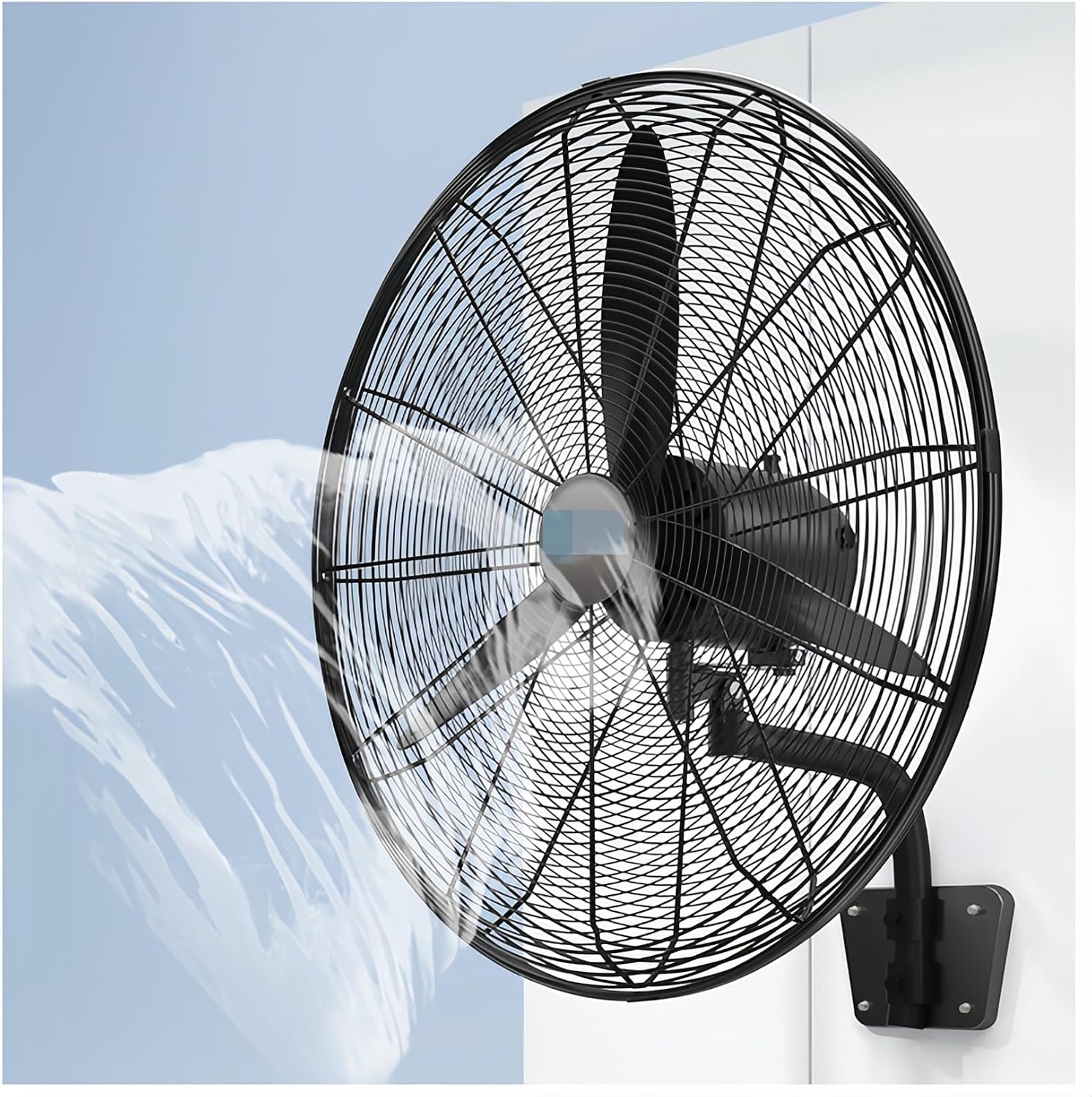 Wandventilator Mit 3 Geschwindigkeitsstufen, Ganzmetallkonstruktion, Motor Mit Doppelkugellager, Verstellbarem Winkel Und Neigungswinkel, Oszillierender Wandventilator Für Garage Oder Werkstatt – Ein