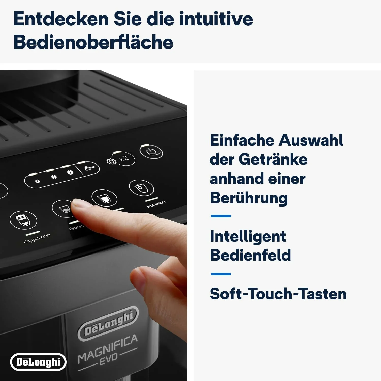 De'Longhi Magnifica Evo Next ECAM312.80.TB, Kaffeevollautomat mit 13 Getr?nken (Cappuccino, Espresso, Latte Macchiato), 2,4'' TFT Farbdisplay, LatteCrema Milchsystem, 2-Tassen-Funktion, Titan
