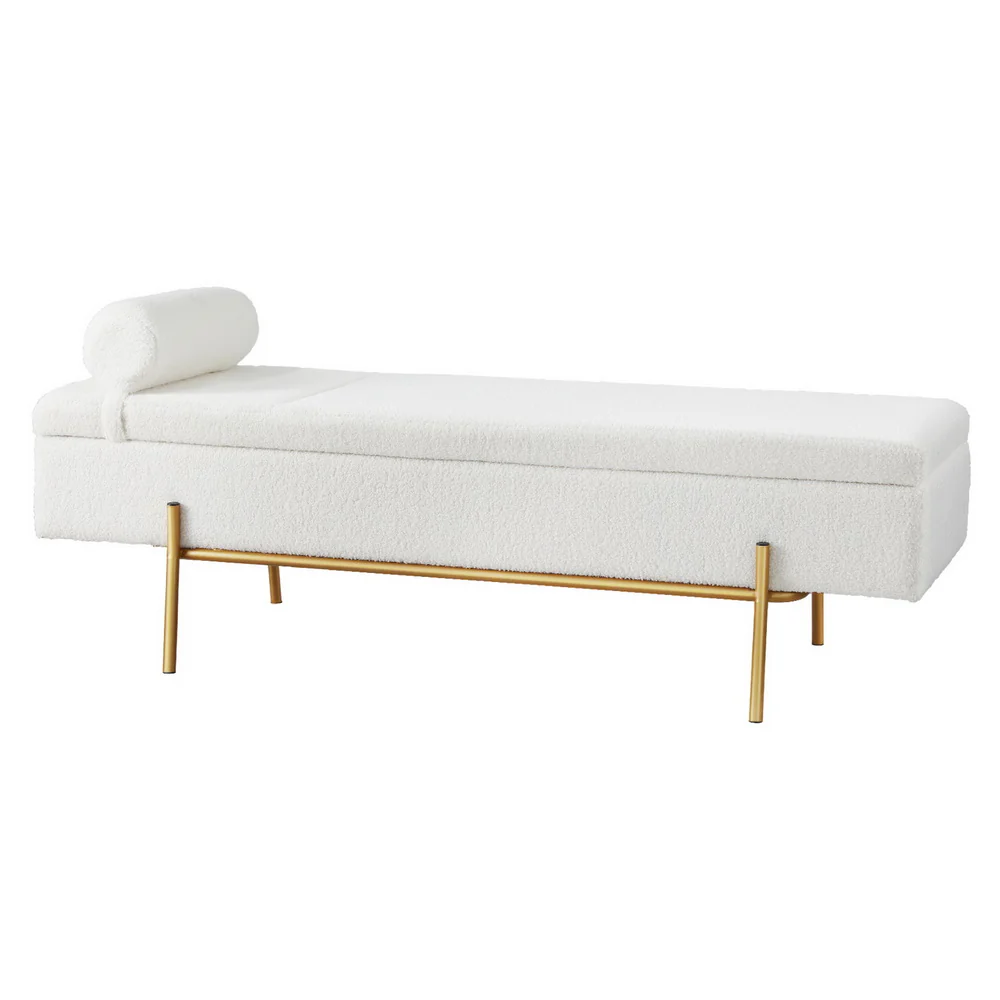 Artiss Storage Ottoman Bed 140cm Pillow Boucle Fabric