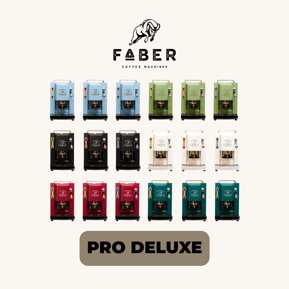 FABER COFFEE MACHINES | Modell Pro Deluxe | Kaffeepadmaschine für 44 mm ESE-Pads | Chrom-Finish | Padpresse aus Messing (Turquoise)