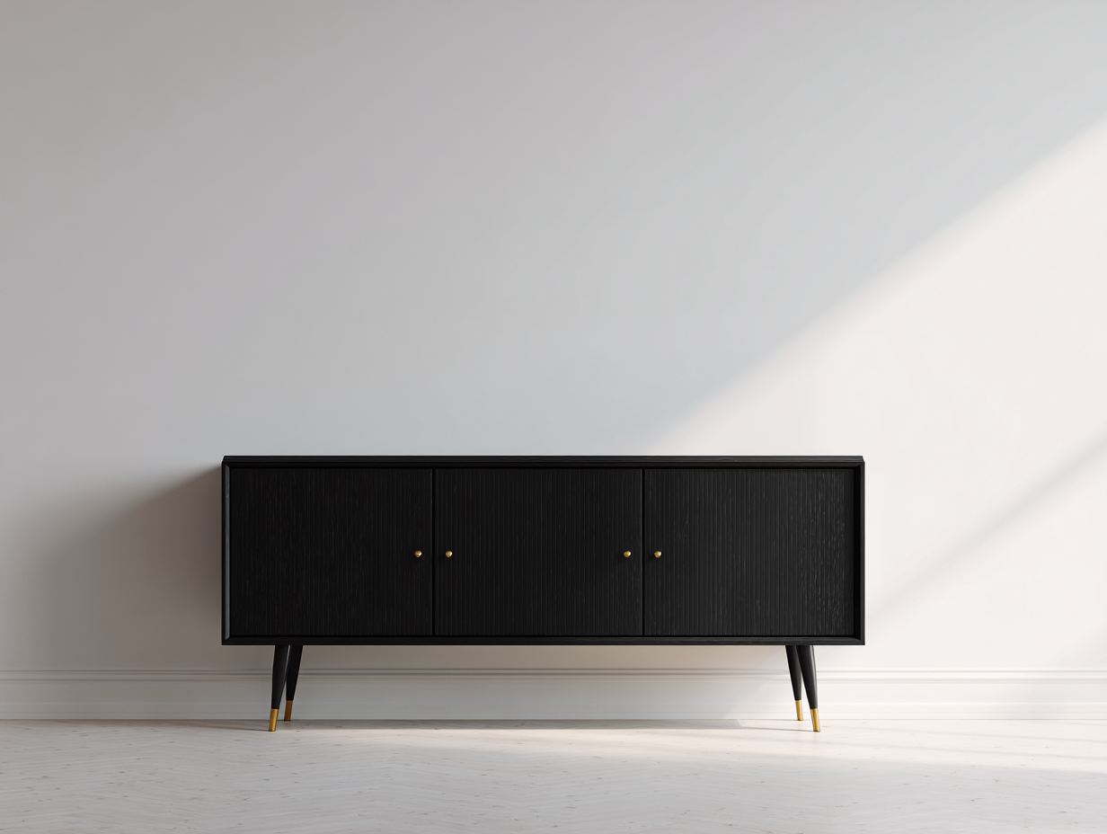 Dielenschrank Holz Schwarz 160x40x75 cm - Moderner Flurschrank mit Türen geeignet für Flur und Eingangsbereich
