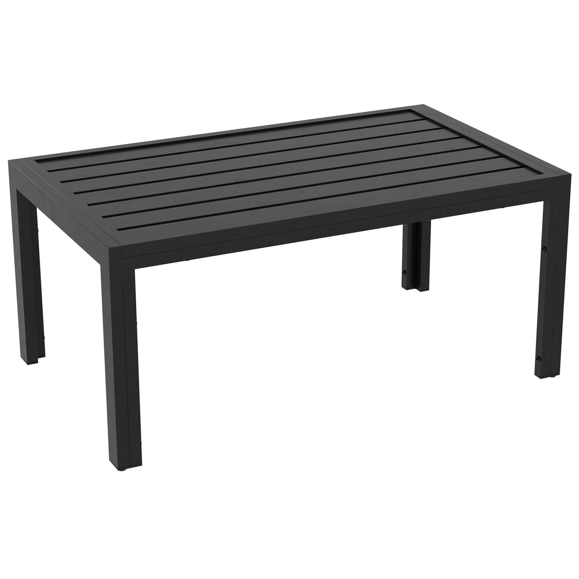 Bijzettafel Balkontafel van Staal Rechthoekig Koffietafel Weerbestendig Tuin 101,5x61x46 cm Zwart