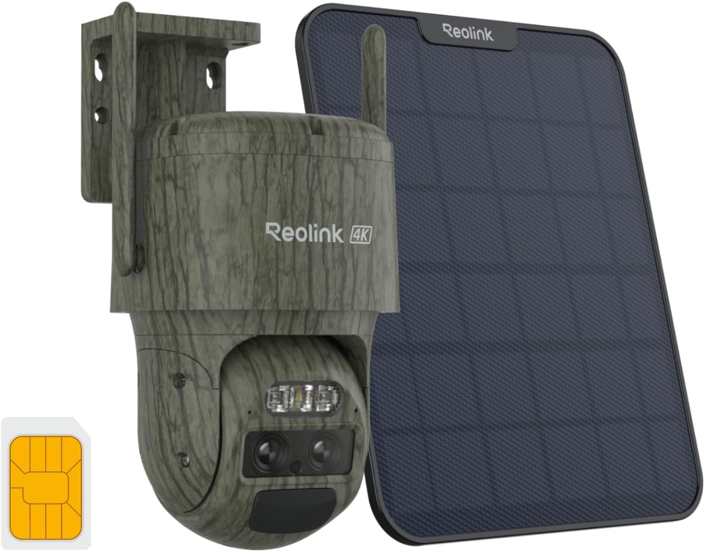 Reolink 4K 4G LTE Überwachungskamera mit SIM-Karte, Dual-Objektiv, Auto-Tracking, Wildkamera Solar Akku Ohne WLAN, 6X Hybrid-Zoom, No-Glow IR, IP65 für Wildtiere, TrackMix LTE Trail + Solarpanel