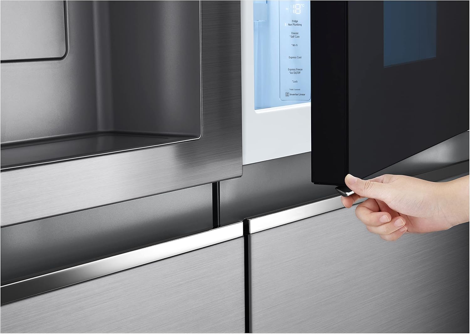LG GSXV91PZAE Amerikanischer Kühlschrank Side by Side InstaView Total No Frost mit Gefrierfach, 635 l, Nano-UV-Eis-Spender, Türkühlung, Linear Cooling, Smart Kühlschrank mit WLAN und Gefrierschrank